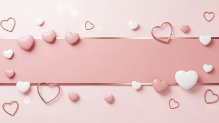Pink Valentine hearts confetti on soft pastel background for love celebration