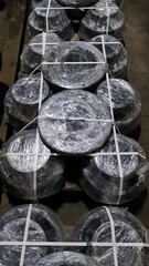 The wheel of a trolley, a wagon for rails. Mechanical engineering. Finished products.