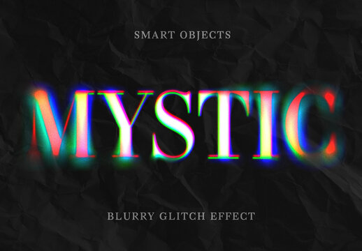Glitch Blur Text Effect Mockup