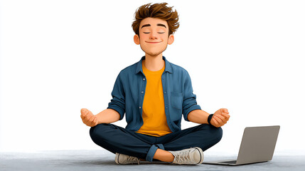 Meditating Man - Achieving Inner Peace and Focus.