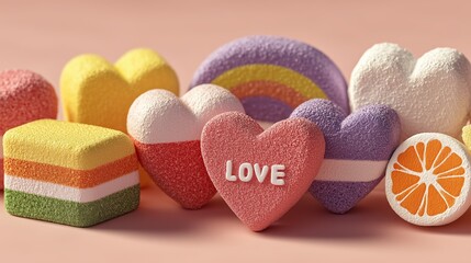 Valentine's Day Flat Lay Gifts with Heart Shaped Candies