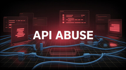 API Abuse: A visual representation of API abuse, the image depicts a network of interconnected devices and code, symbolizing the potential vulnerabilities and threats.