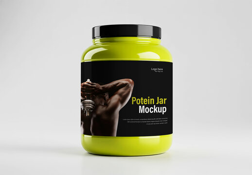 Neon Green Protein Powder Jar Mockup
