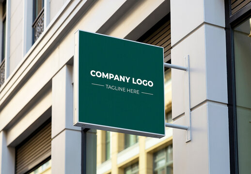 Modern Square Wall Sign Mockup for Storefront Branding