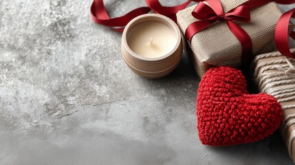 Romantic Valentine's Day Flat Lay with Gifts and Heart