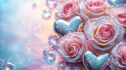 Romantic Valentine's Day Flat Lay with Roses and Chrome Hearts