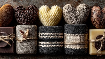 Rustic Valentine's Day Flat Lay Gifts with Heart Shapes