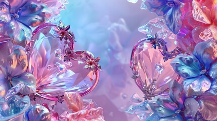 Valentine's Day Flat Lay Gifts with Crystalline Hearts