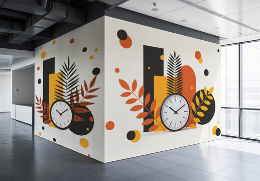 Office Wall Corner Graphic Mockup