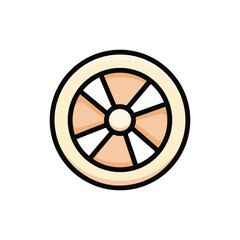 Obraz premium Refreshing citrus fruit segment icon, a vibrant flat vector illustration of a healthy lemon or orange slice, perfect for juice labels, food packaging, and wellness designs