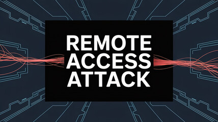Remote Access Attack: An illustration that visually represents the concept of a remote access attack, with interconnected lines and text.