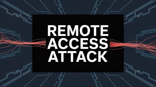 Remote Access Attack: An illustration that visually represents the concept of a remote access attack, with interconnected lines and text. - Powered by Adobe