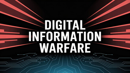 Digital Information Warfare: Depicting the abstract concept of digital information warfare, the image utilizes futuristic elements to convey the core message.