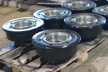 The wheel of a trolley, a wagon for rails. Mechanical engineering. Finished products.