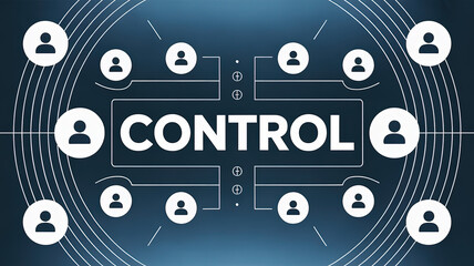 Control in the Network: Abstract representation of network connectivity and the concept of centralized control, symbolized by the CONTROL text at the center, surrounded by interconnected nodes.