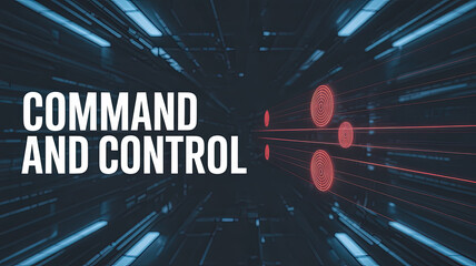 Command and Control: A digitally rendered image, featuring a graphic design of data streams forming a tunnel, conveying the essence of command and control in a digital and technological context.