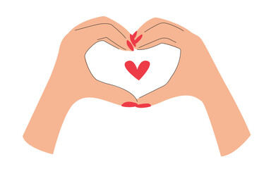 Hands heart gesture vector flat illustration