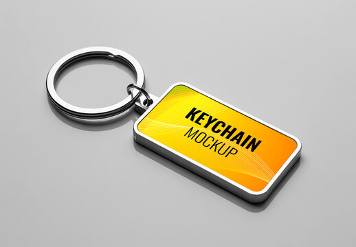 Rectangular Metal Keychain Mockup for Corporate Branding