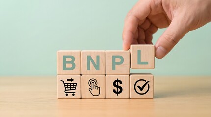 BNPL buy now pay later concept with wooden blocks