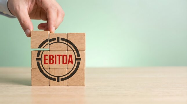 EBITDA business concept with wooden blocks