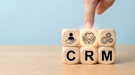 crm strategy concept with wooden blocks