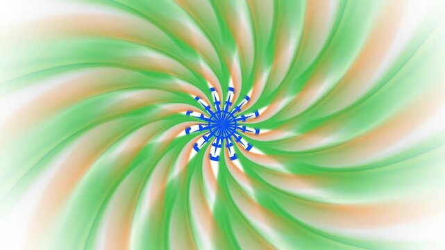 Abstract Radial Swirl Design with Central Blue Wheel Motif