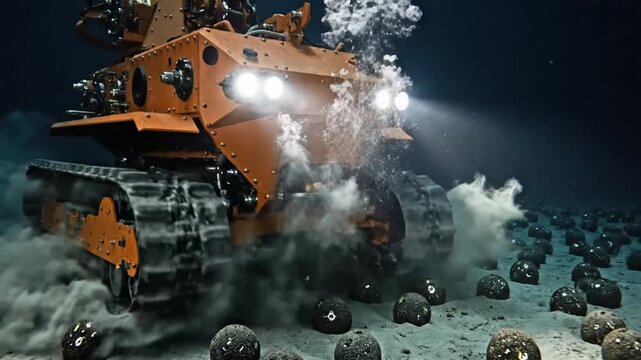 Underwater robot exploring ocean floor
