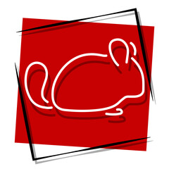 chinchila, red banner in a frame. Vector illustration on a white background.