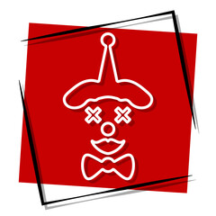 clown, red banner in a frame. Vector illustration on a white background.