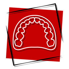 dentist, red banner in a frame. Vector illustration on a white background.