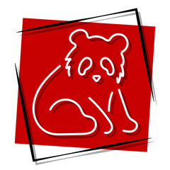 panda, red banner in a frame. Vector illustration on a white background.