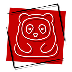 panda, red banner in a frame. Vector illustration on a white background.