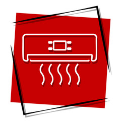 air conditioner red banner in a frame. Vector illustration on a white background.