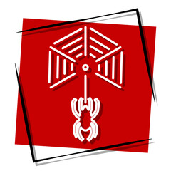 web spider, red banner in a frame. Vector illustration on a white background.
