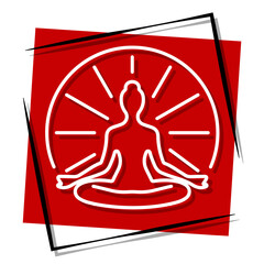 buddhism red banner in a frame. Vector illustration on a white background.