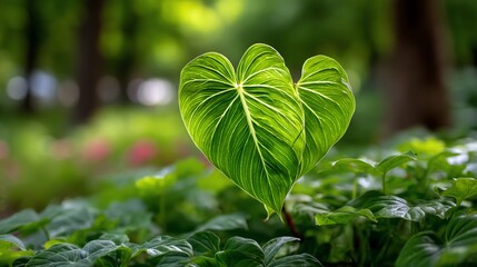 Vibrant Green Leaves in a Lush Garden Setting.