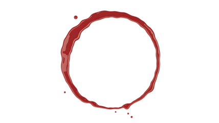 Red circular splash texture on Transparent background with small droplets isolated