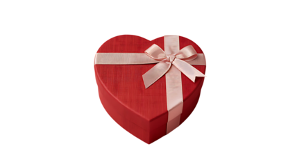 Red heart shaped gift box with pink ribbon on Transparent background heart shaped box red box closed box