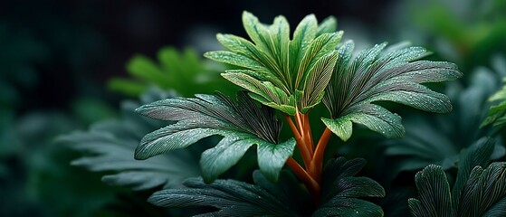 Vibrant Green Plant with Detailed Leaves and Stem in Natural Light.