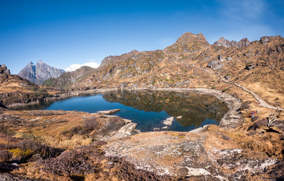 Beautiful Sano Pokhari view Captured from Makalu trek in Nepal.