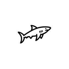 Obraz premium Minimalist black and white illustration of a shark on a clean white background