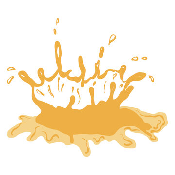Yellow splash illustration, liquid blot. Paint splash vector, yellow drip.