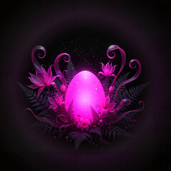 Surreal Easter Egg in Dark Botanical Setting - Spring Magic and Renewal