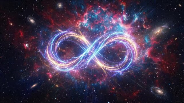 宇宙に輝く無限マークのループ動画