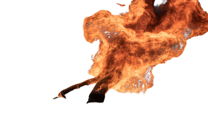 Vibrant orange flames isolated on transparent background dancing with fiery intensity and warm glowing embers freely