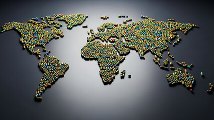 Global Connection through Technology with  enabled Devices Worldwide Map Display