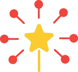Chinese New Year Firework Icon with Yellow Star and Red Sparkles for Festive Celebration Design