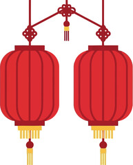 Obraz premium Chinese New Year Red Lanterns Vector Illustration for Festive Holiday Decoration and Celebration