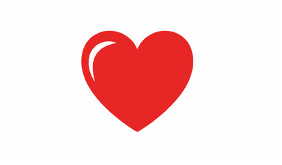 Elegant red heart with soft curves on white background flat vector illustration