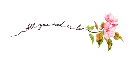 Naklejka premium Rose with hand written inspirational quote Stay greateful . Watercolor flower, positive text for thankful, thanksgiving card